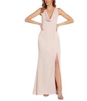 Adrianna Papell Pink Evening Gown Backless Cowl Neck Long A-Line Dress Size 10